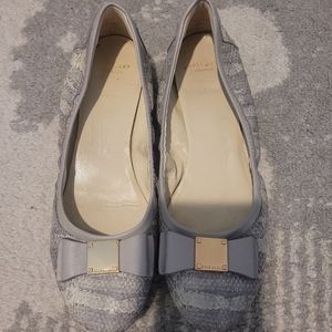 Cole haan gray snake skin grand OS flats tali logo bow